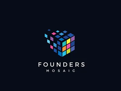 Founders Mosaic Logo Design application brand branding business clever cube design entrepreneur icon internet job knowledge logic logo management rubiks cube school smart tech technology
