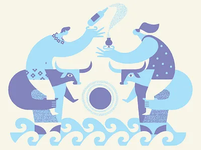 Party Time beer geometric illustration minotaur people