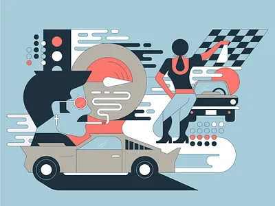 Cars car cars character design girl graphic design icon icons illustration minimal person racing vector