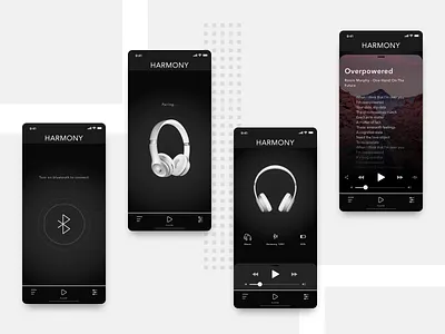 Headphones application apple beats by dre bluetooth connect dark app dark ui design flat flat design headphones ios iphone minimal ui