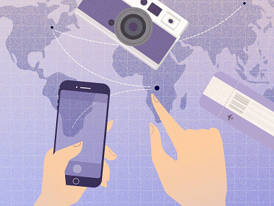 Map adobe illustrator adobephotoshop art camera design flat flatdesign flatillustration graphicdesign hands illustration iphone map phone ticket train travel vector