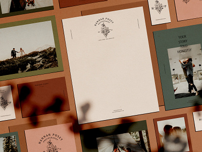 Hannah Posey Print Materials brand brand identity branding business cards layout letterhead logo logotype print