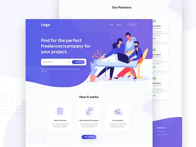 Homepage freelancer homepage illustration jobs purple sketch ui