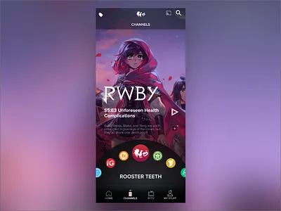 Rooster Teeth App Channel Wheel Concept native app ui ux