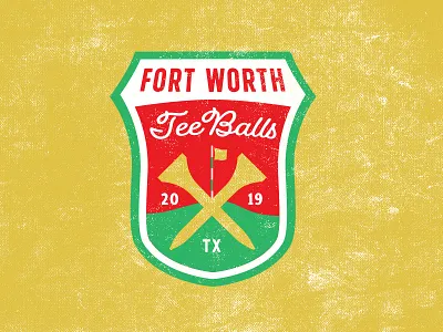 Fort Worth Tee Balls badge design baseball branding golf identity logo design logos patch design texas