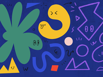 Abstract Projects abstract colors cute doodle drawing faces hand drawn illustration ipad pro primary colors procreate