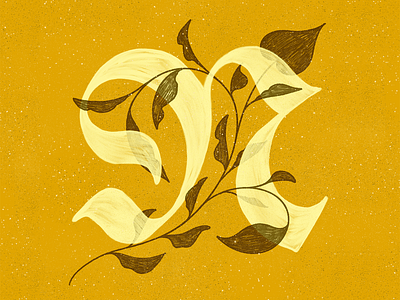N 36daysoftype 36daysoftype n illustration lettering plants procreate procreateapp texture type typography