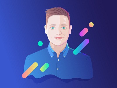Portrait [Rainbow Series] blue branding brother collar colours digital eyes gradient graphic design green headshot illustration light male man portrait reflexion shirt vector
