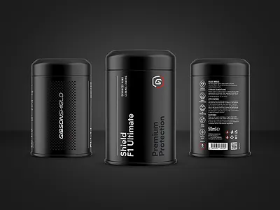 Gibson Shield — Packaging Tin Can automotive branding ceramic coatings identity packaging packaging design racing tin can visual identity