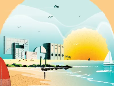 CPAs at a beach accountant accounting beach boat illustration sun vector water