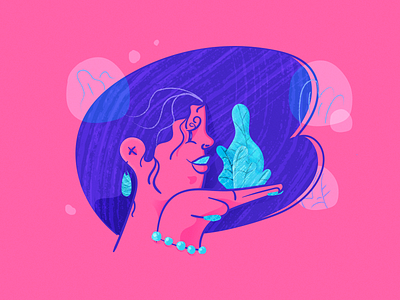 Mother Nature design graphic design grass growing happy illustration mother nature person plants retro textures trees woman woman portrait