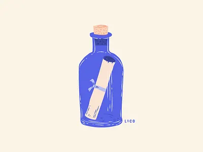 Message In A Bottle bottle brand brand identity design illustration message texture vector visual identity