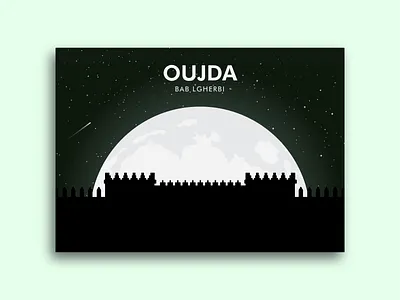 Illustration city illustration monument moon oujda stars vector