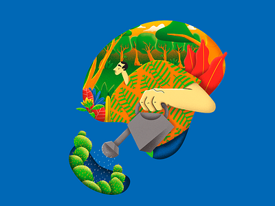 WC Man character design draw drawing garden illustration photoshop plants