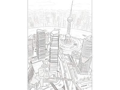手绘陆家嘴 illstration 上海 手绘 插图 插画 设计 陆家嘴