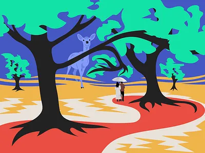 Nara Park deer design illustration nature vector