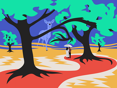 Nara Park deer design illustration nature vector