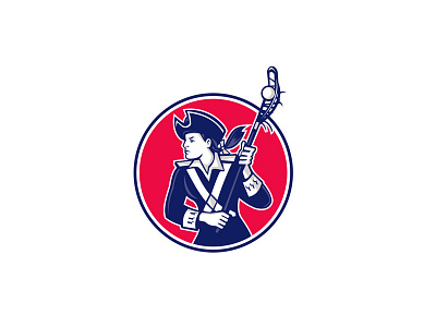 Female Lacrosse Player Patriot Mascot american patriot circle female girl head icon lacrosse lacrosse stick lax mascot minuteman patriot player retro running sign sport stick woman womens lacrosse