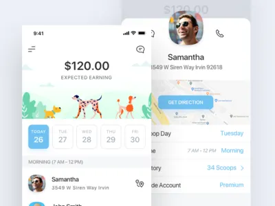 Schedule your pick up calendar clean dashboad illustration ios ios app ios app design map profile schedule ux