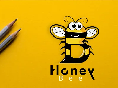 Honey Bee art brand branding character clean creative design flat icon identity illustration illustrator lettering logo logo design minimal type typography up green vector