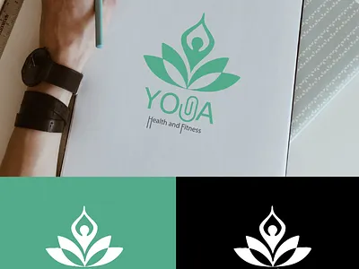 Yoga art brand branding clean creative design flat icon identity illustration illustrator lettering logo logo design minimal type typography up green vector