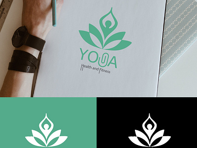 Yoga art brand branding clean creative design flat icon identity illustration illustrator lettering logo logo design minimal type typography up green vector