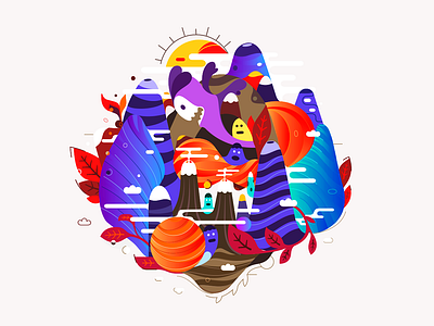Island 3 | Final belcdesign blc characters illustration illustrator island leafs mountains