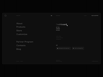 Silver Soul. Menu burger clear dark experimental glow grid layout list menu typography ui web