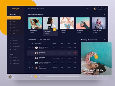 Music Desktop Player - Dark Version celebration clean desktop desktop app fluent fluent design itunes live music podcast spotify streaming video youtube