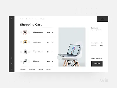 Shopping cart page template | Avis UI Pack buy cart clean design download e commerce ecommerce flat interface minimal shopping cart template typogaphy ui ui kit ui kits ux web website