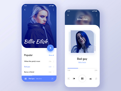 Music App - Exploration app billieeilish design exploration mobile mobileapp music musicapp ui ux