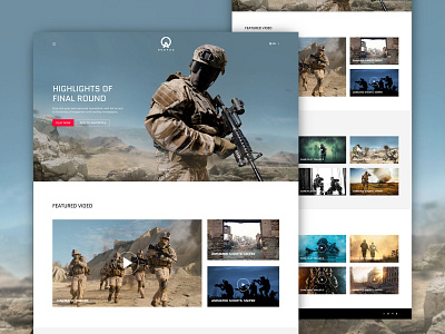 FPS Game A.V.A: DOG TAG Web UI/UX Design blue branding button card fps game gun landing logo media news newsfeed soldier typography ui ux video web web design website