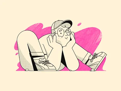 Flexboy character cute dots editorial illustration flex illustration pattern procreate streetwear texture