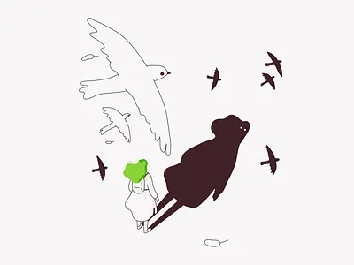 All the pleasures of traveling alone - April alone april birds flat illustration lineart minimalistic spring traveling travelling vector