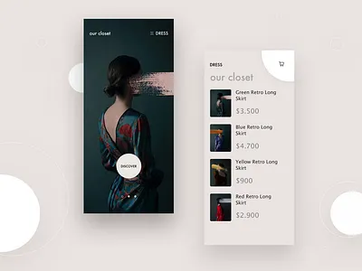 Shopping interface app ui