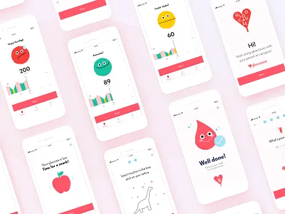 Healthcare app Gloocause - Steps app branding child care children design diabetes health health app healthcare illustration illustrator positive tech ui ux ux ui ux design