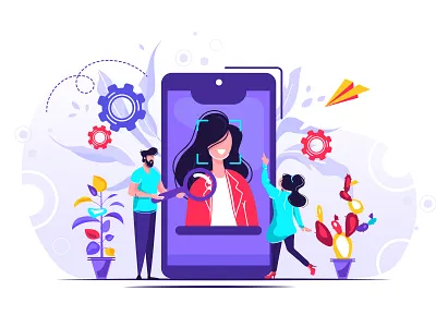 Face recognition using a laser concept ID app character design detector device display dots element eyes facial identification illustration infra mobile projection recognition screen smart unlock web