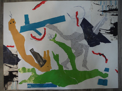 The Blue Cushion Assumption of a Rapturous Conjunction abstract collage cut paper ink