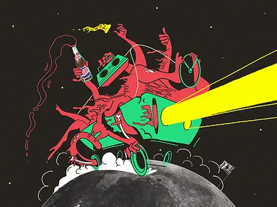 fly me to the moon🙌 90s car design drawing graphic hands illustration moon mtv noise pepsi