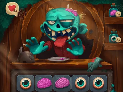 Zombar Game Design character cute character design design studio digital art game art game design game graphics game ui graphic design horror illustration interaction interface monster ui user experience user interface ux zombie