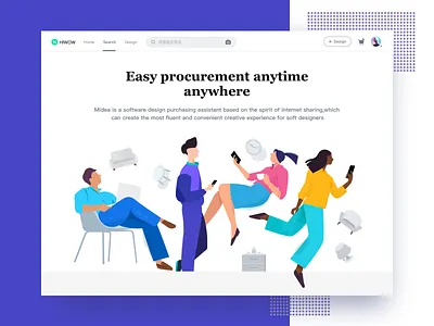 Furniture banner blue branding design empty furniture gif hiwow illustration landing people purple ui web