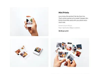 Mini Prints clean ecommerce landing landing page minimal minimalism photo photography photos product shop web webdesign website