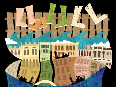 Aqua Alta, upper part aqua alta architecture high illustration illustration art illustration design illustrations italia italy venedig venezia venice venise water wellies wellingtons