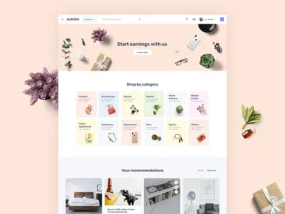 Main page for Social Marketplace categories colorful figma flatlay landing main page marketplace online shop shop social network ui ux web web app web design website