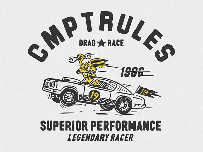 LEGENDARY RACER artwork badge branding cmptrules design dragrace drawing dribbble graphicdesign handrawn icon illustration lettering logo type typography vector vintage