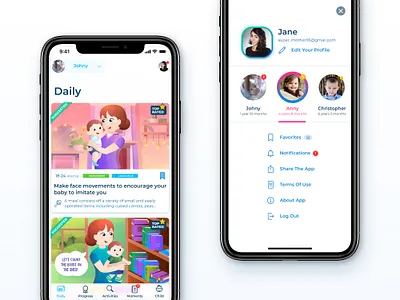 Little Steps redesign application baby blog children colorful design digital art figma grafic illustraion illustrator interface ios lessons redesign ui user profile ux vector