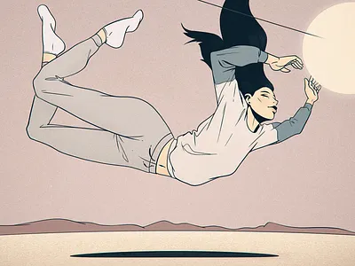 Touch casual desert doodle drawing flying hair photoshop romance socks sun sweatpants sweatshirt wacom woman