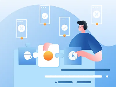 Automate App Testing app appium automate browserstack character developer devices illustration mobile product testing web