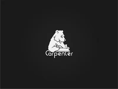 Carpenter bear black black and white carpenter design logo vector