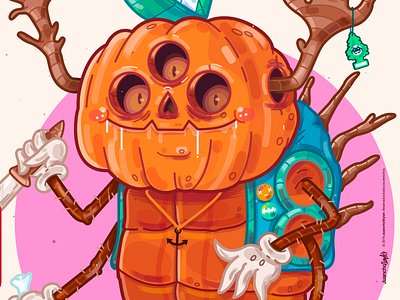 Pumpkin Roach. abstract art beauty character color cool crazy creative design halloween illustration roach swag terror venezuela